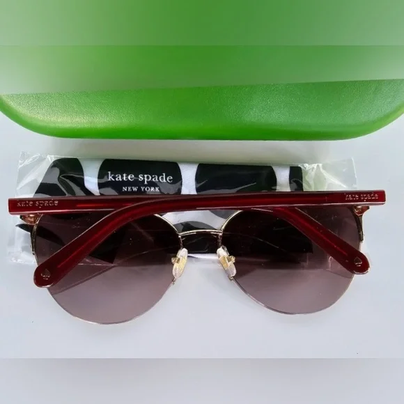 Kate Spade Floral Red Sunglasses • Case and Cleaning Cloth 